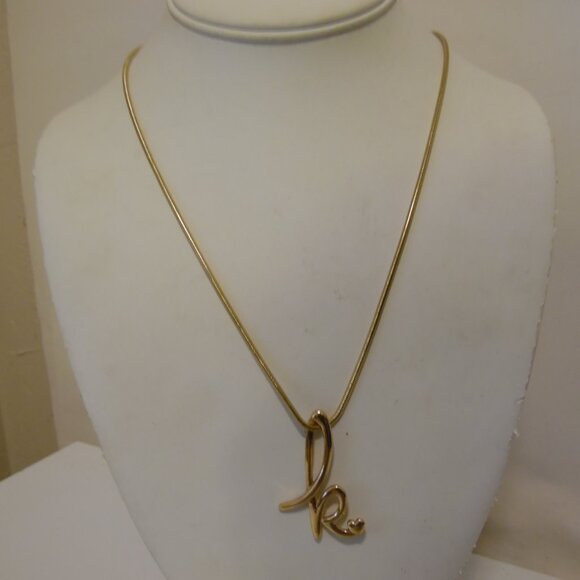 Colleen Lopez Fancy Cursive Script Initial "K" Pendant w/Chain 18" - Picture 7 of 9